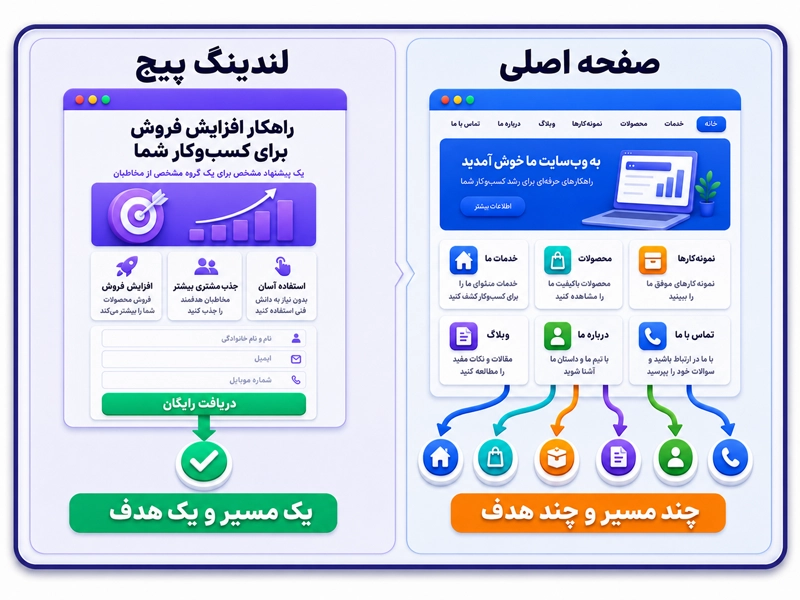 تفاوت Landing page با صفحه اصلی سایت